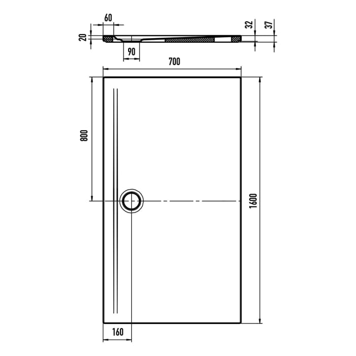 Kaldewei SUPERPLAN ZERO 1594-5 Duschwanne 70 x 160 cm mit Invisible Grip, inkl. Wannenträger extraflach