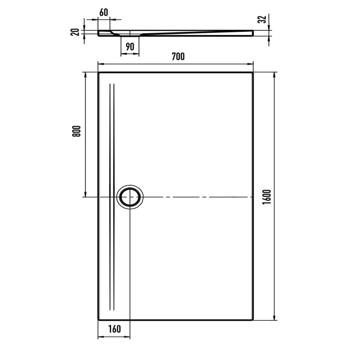 Kaldewei SUPERPLAN ZERO 1594-1 Duschwanne 70 x 160 cm mit Secure Plus