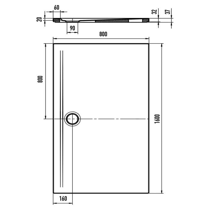Kaldewei SUPERPLAN ZERO 1598-5 Duschwanne 80 x 160 cm, inkl. Wannenträger extraflach