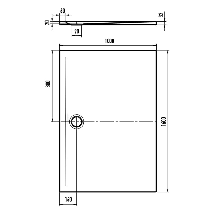 Kaldewei SUPERPLAN ZERO 1602-1 Duschwanne 100 x 160 cm mit Invisible Grip