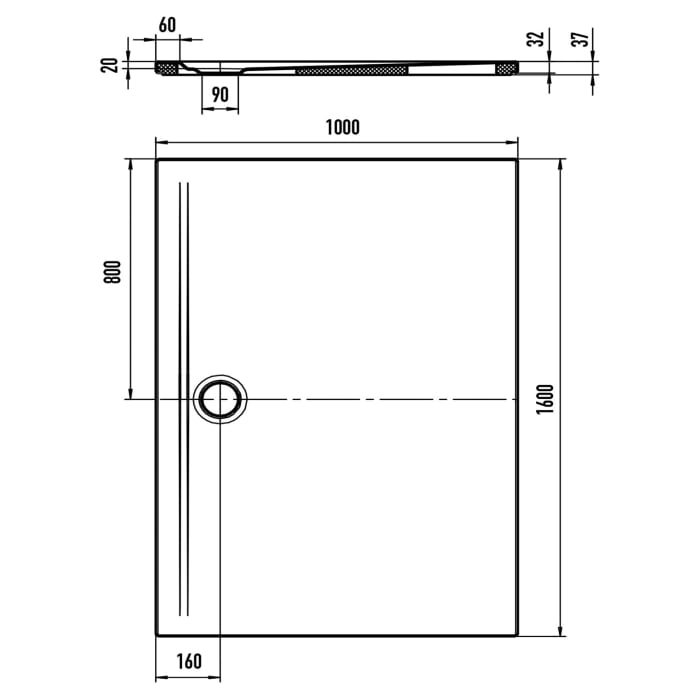 Kaldewei SUPERPLAN ZERO 1602-5 Duschwanne 100 x 160 cm, inkl. Wannenträger extraflach