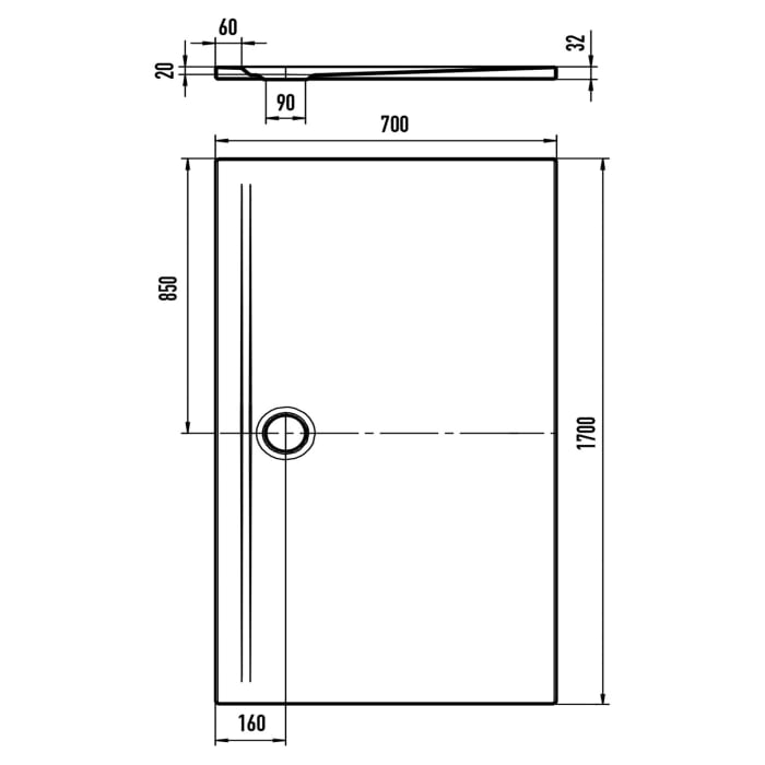 Kaldewei SUPERPLAN ZERO 1604-1 Duschwanne 70 x 170 cm