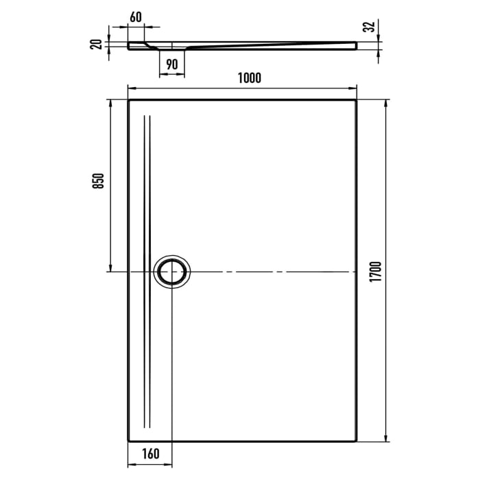 Kaldewei SUPERPLAN ZERO 1612-1 Duschwanne 100 x 170 cm