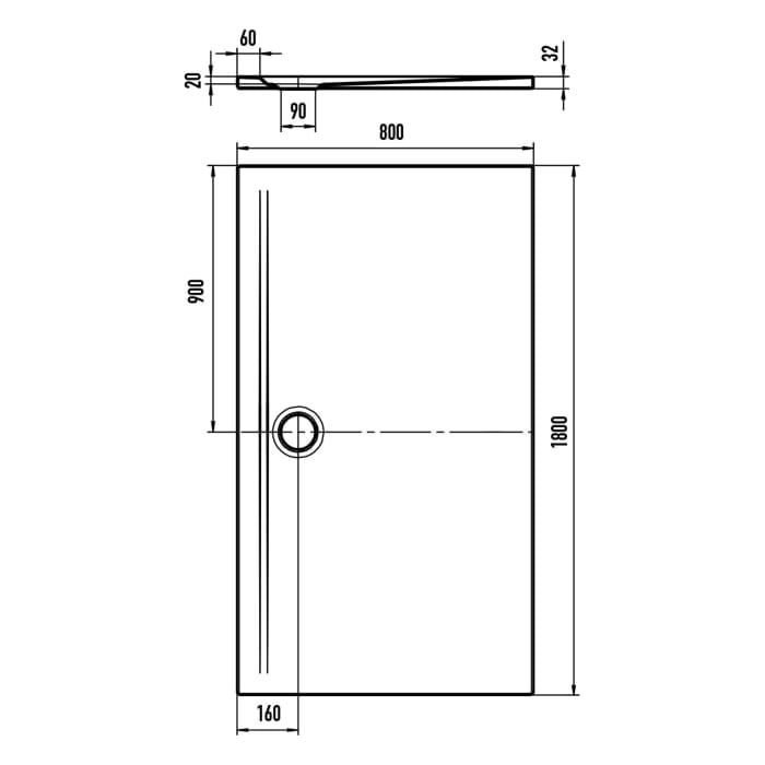 Kaldewei SUPERPLAN ZERO 1614-1 Duschwanne 80 x 180 cm