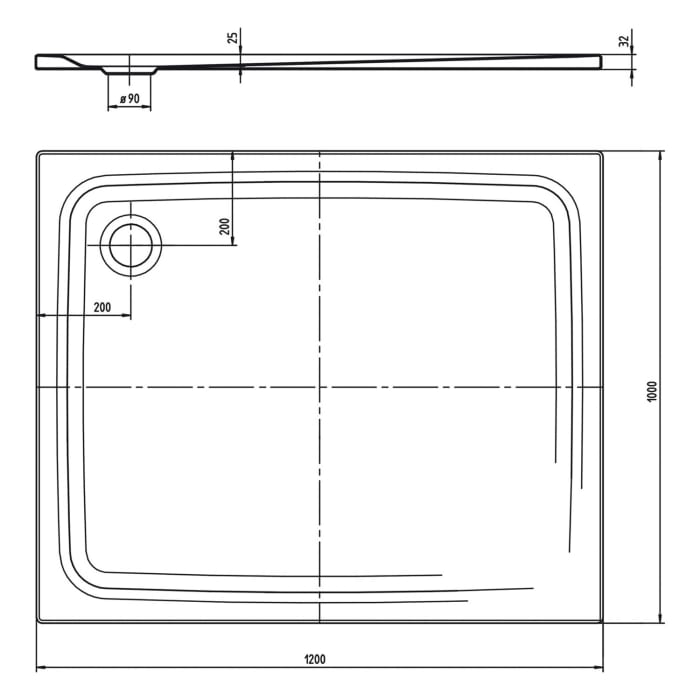 Kaldewei TEMPER Duschwanne 100 x 120 cm mit Invisible Grip