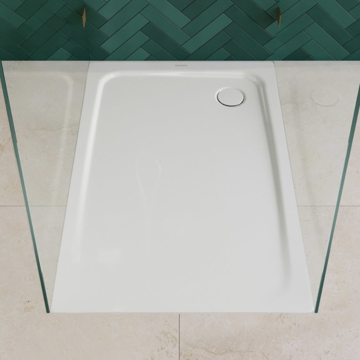 Kaldewei TEMPER Duschwanne 90 x 120 cm mit Invisibe Grip und Wannenträger extraflach