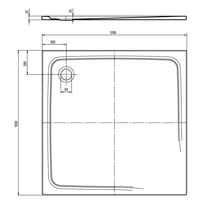 Kaldewei SUPERPLAN CLASSIC 399-1 Duschwanne 120 x 120 cm mit Perl-Effekt