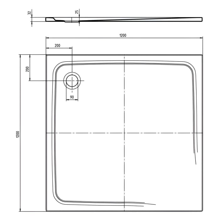 Kaldewei SUPERPLAN CLASSIC 399-1 Duschwanne 120 x 120 cm mit Perl-Effekt