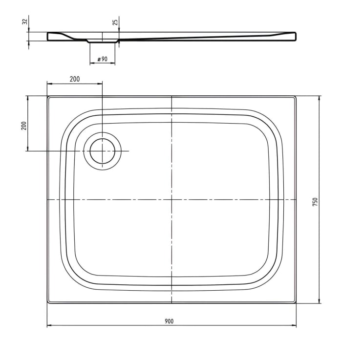 Kaldewei SUPERPLAN CLASSIC 387-1 Duschwanne 75 x 90 cm
