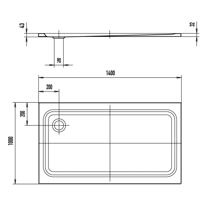 Kaldewei SUPERPLAN CLASSIC 412-1 Duschwanne 100 x 140 cm mit Perl-Effekt