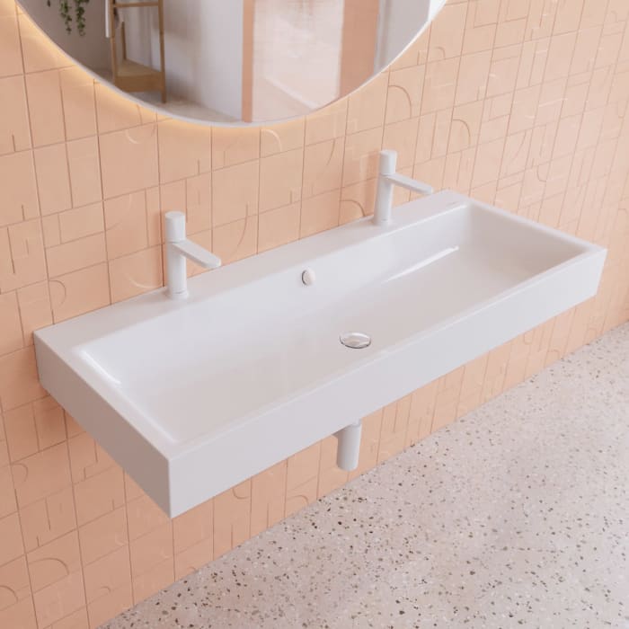 Kaldewei PURO Wandwaschtisch 3167 mit 2 Hahnlochbohrungen, 120 cm