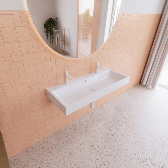 Kaldewei PURO Wandwaschtisch 3167 mit 2 Hahnlochbohrungen, 120 cm