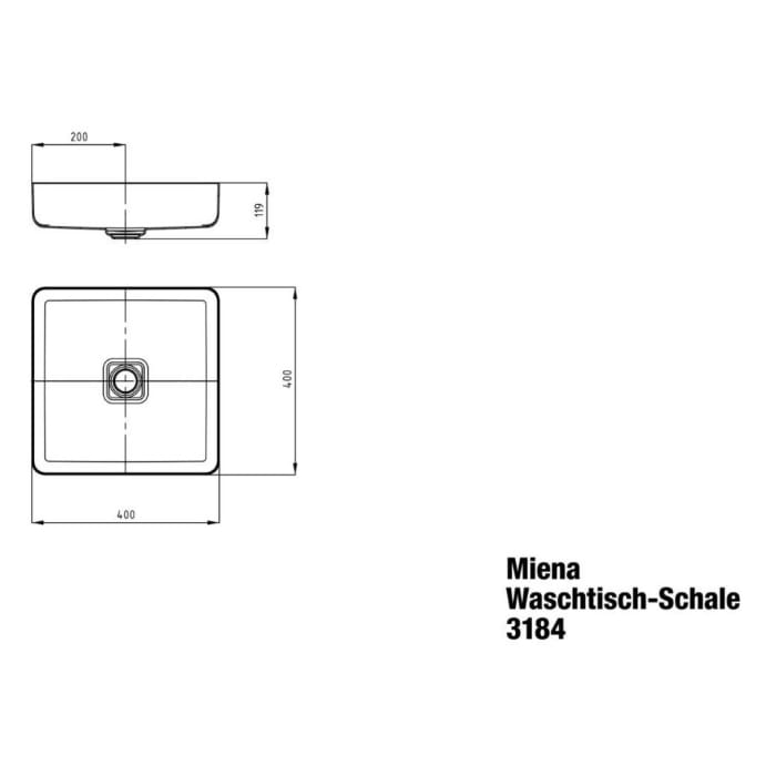 Kaldewei MIENA Waschtisch-Schale 3184, 40 x 40 cm