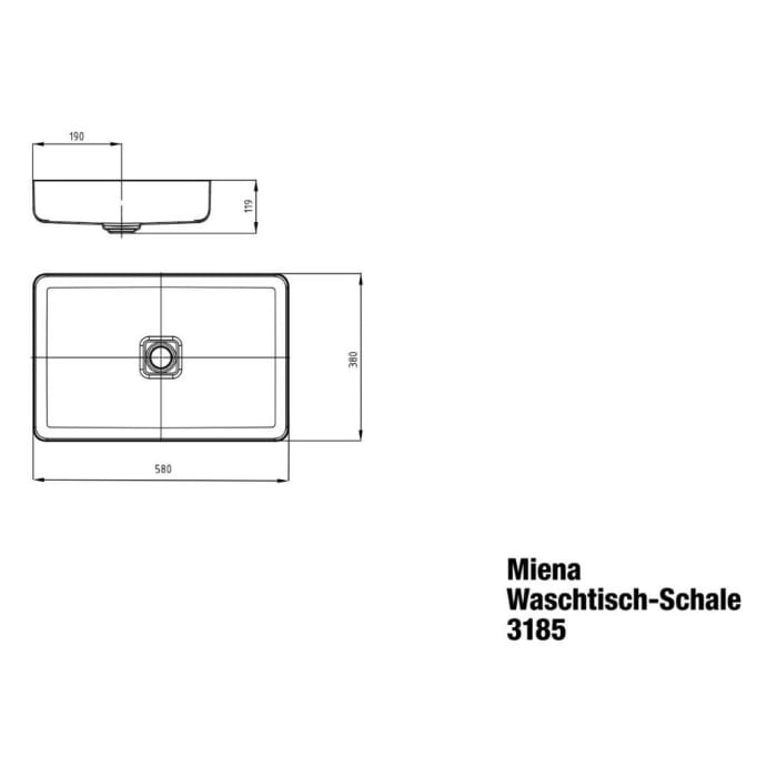 Kaldewei MIENA Waschtisch-Schale 3185, 58 x 38 cm