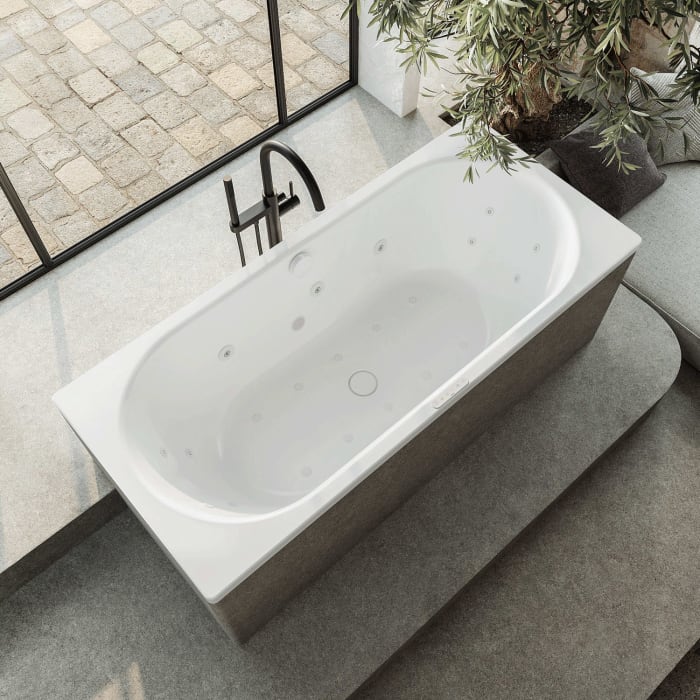 Kaldewei Centro Duo 133 Whirlpool mit BODY&SOUL Whirlsystem, Ab -und Überlauf mit Wassereinlauf