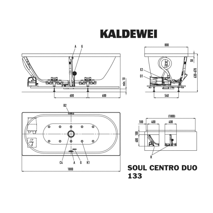 Kaldewei Centro Duo 133 Whirlpool mit SOUL Whirlsystem, Perl-Effekt