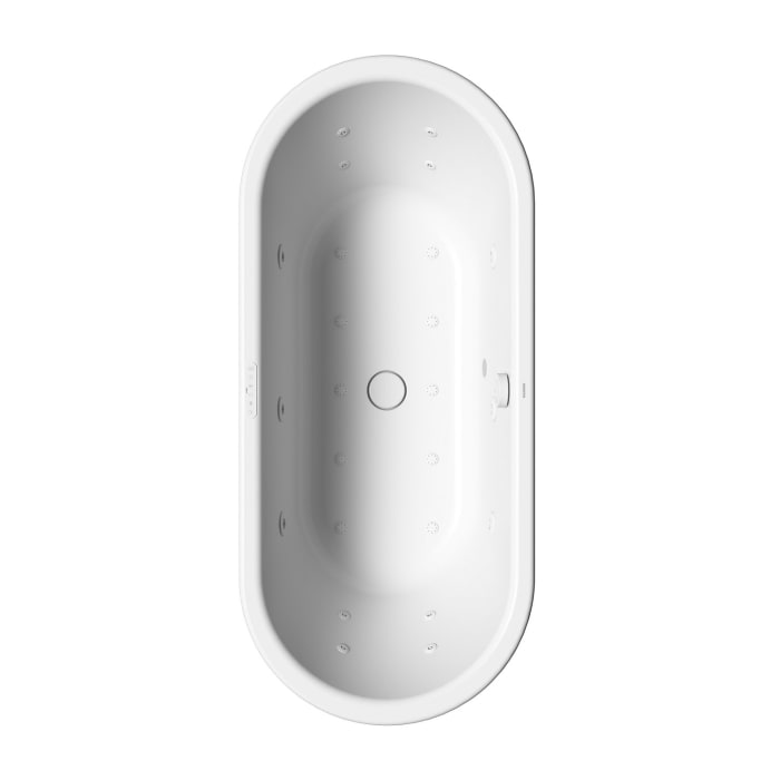 Kaldewei Centro Duo Oval 127-1 mit BODY&SOUL Whirlsystem, Ab -und Überlauf mit Wassereinlauf