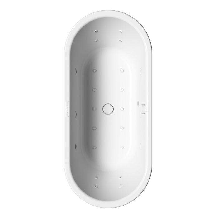 Kaldewei Centro Duo Oval 128-1 mit BODY&SOUL Whirlsystem, Ab -und Überlauf mit Wassereinlauf, Perl-Effekt