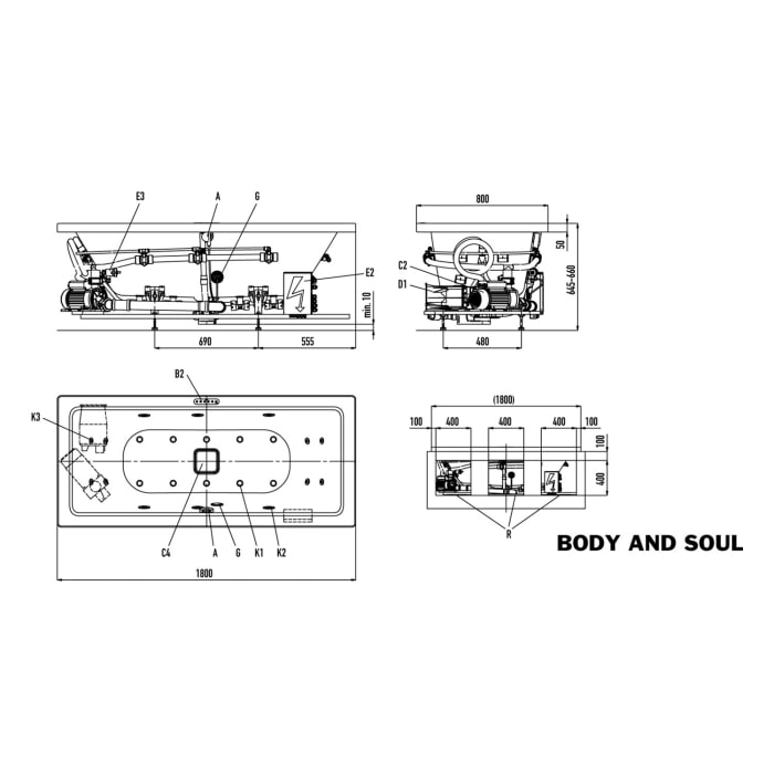 Kaldewei Conoduo 733 mit BODY&SOUL Whirlsystem, Ab -und Überlauf mit Wassereinlauf