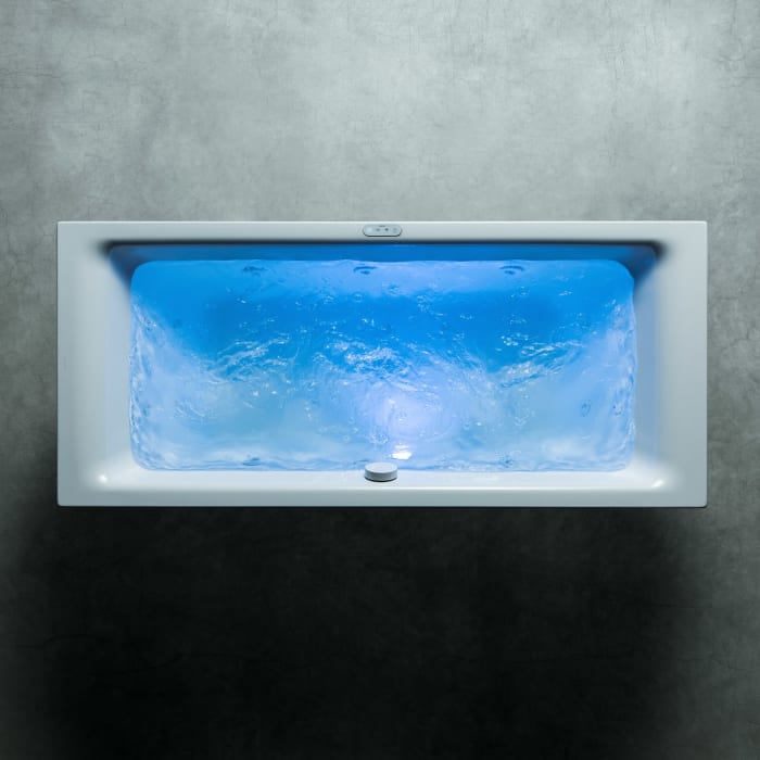 Kaldewei PURO DUO 664 Whirlpool mit FULL BODY Whirlsystem, Ab -und Überlauf mit Wassereinlauf, Perl-Effekt