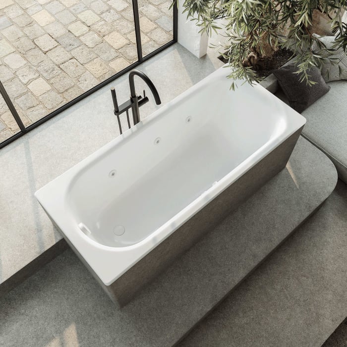 Kaldewei Saniform Plus 373 Whirlpool mit BODY Whirlsystem, Ab- und Überlauf mit Wassereinlauf