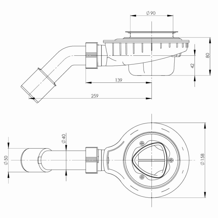 Kaldewei Ablaufgarnitur KA 300 waagerecht, Modell 4214