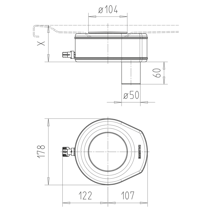 Kaldewei Ablaufgarnitur KA 90 senkrecht, Modell 4105