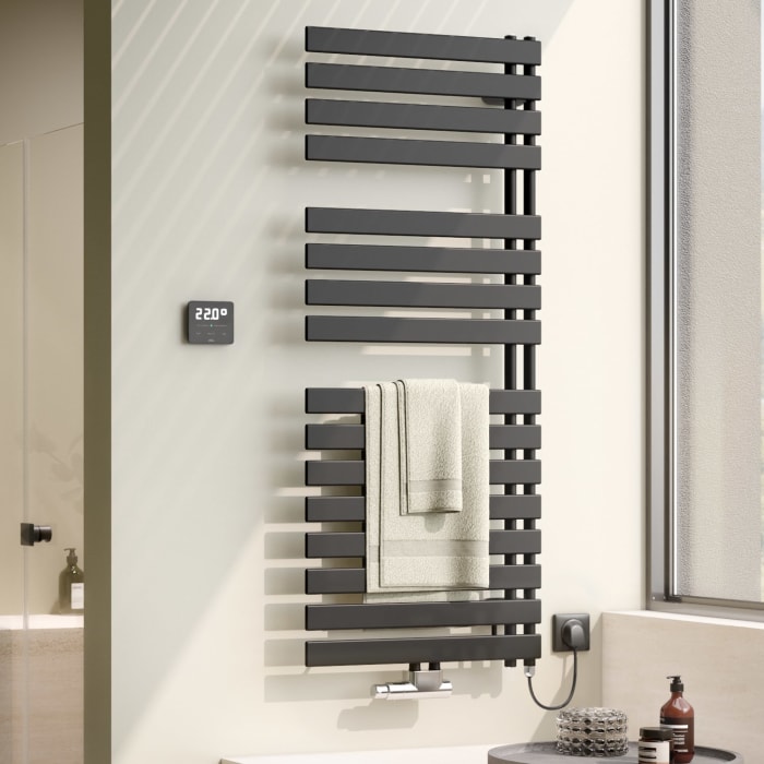 Kermi Credo Half flat -E Badheizkörper 45 x 183,4 cm, mit Elektro-Set WWS rechts