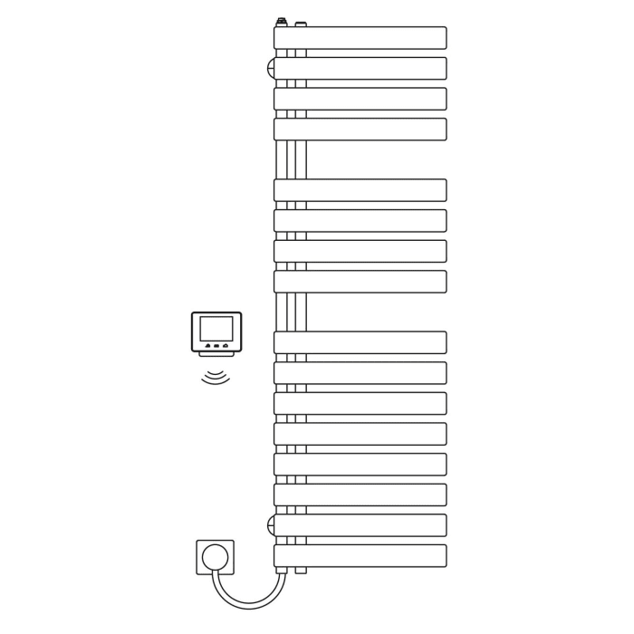 Kermi Credo Half flat -E Badheizkörper 45 x 143,6 cm, mit Elektro-Set WRX links