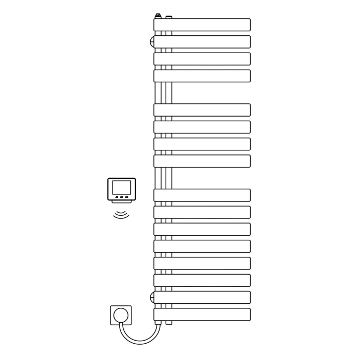 Kermi Credo Half flat -E Badheizkörper 45 x 103,9 cm, mit Elektro-Set WRX links