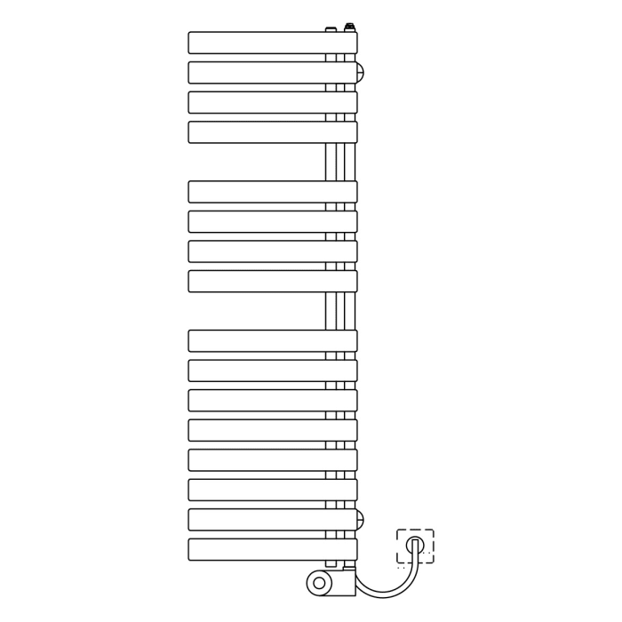 Kermi Credo Half flat -E Badheizkörper 60 x 183,4 cm, mit Elektro-Set FKS rechts