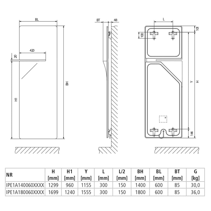Kermi Ineo-E Badheizkörper 60 x 140 cm inkl. Elektro-Set WRS rechts