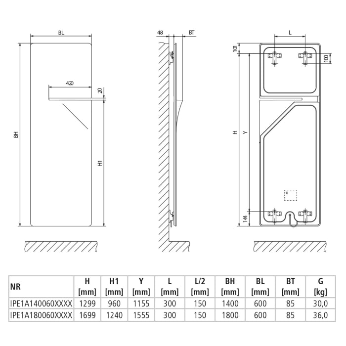 Kermi Ineo-E Badheizkörper 60 x 180 cm inkl. Elektro-Set WRX links