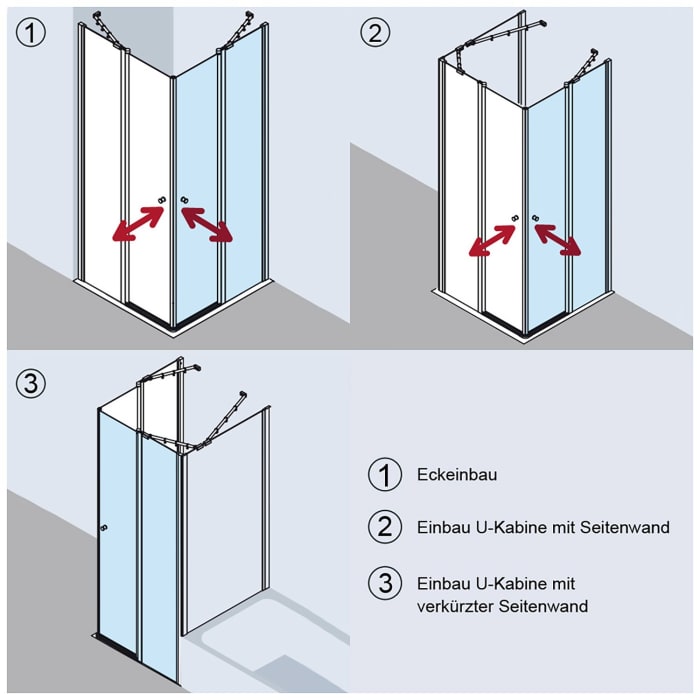 Kermi Ibiza 2000 Eckeinstieg Pendeltür mit Festteil 120 x 185 cm, Halbteil rechts