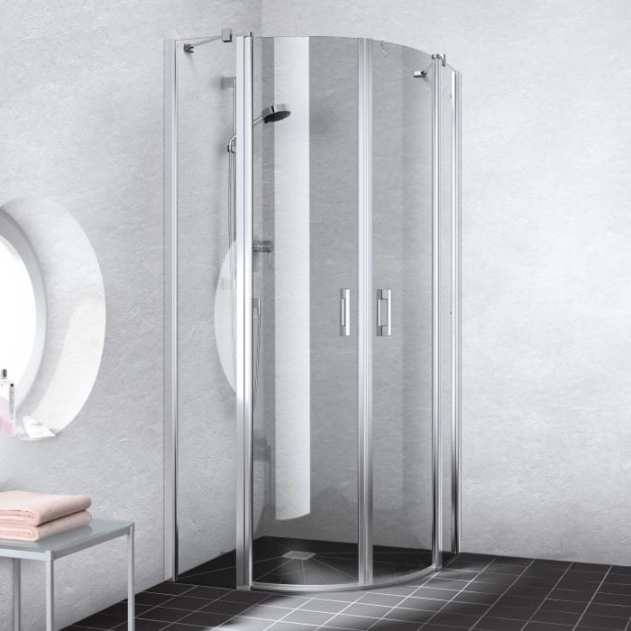 Kermi Liga Viertelkreis-Runddusche 100 x 185 cm Doppel-Pendeltür (2-flügelig)