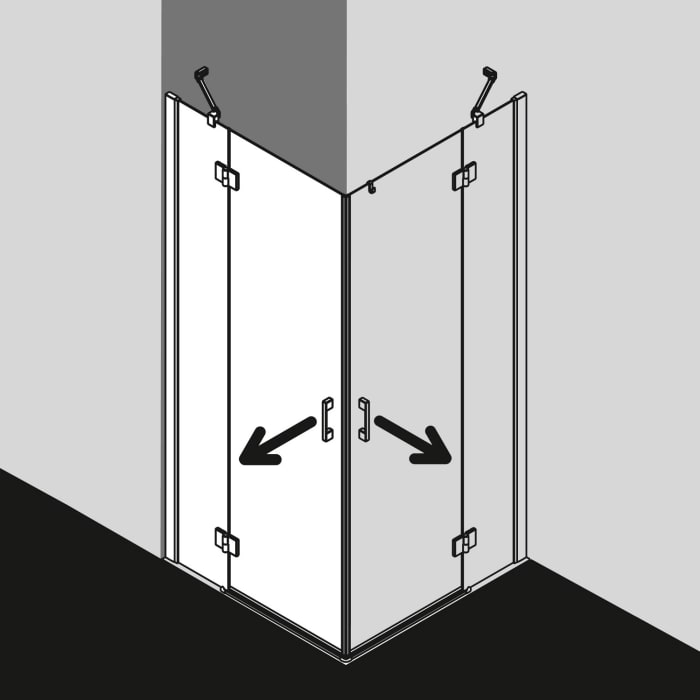 Kermi Liga Eckeinstieg Schwingtür mit Festteil 113 x 200 cm, Halbteil links