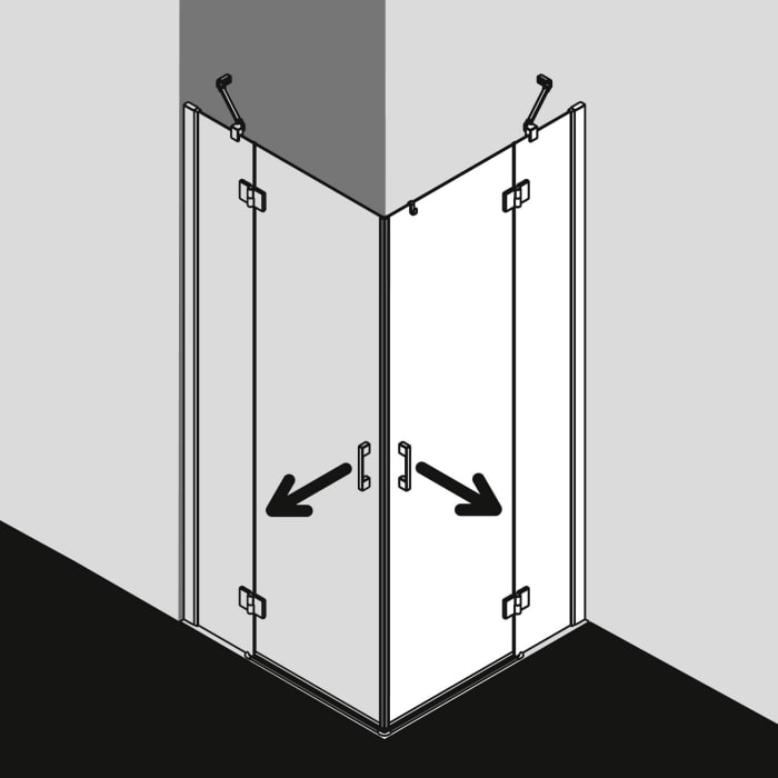 Kermi Liga Eckeinstieg Schwingtür mit Festteil 113 x 200 cm, Halbteil rechts