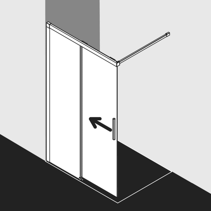 Kermi Nica Walk-In Dusche 180 x 200 cm Gleittür mit Festfeld, Anschlag links