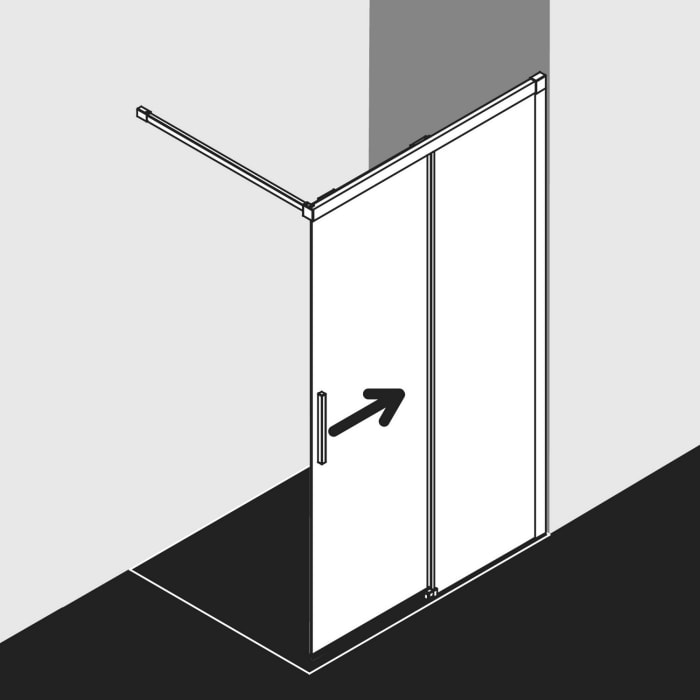 Kermi Nica Walk-In Dusche 170 x 185 cm Gleittür mit Festfeld, Anschlag rechts