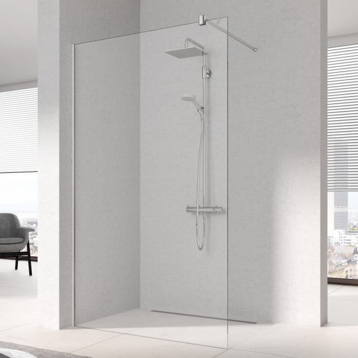 Kermi MENA teilgerahmte WALK-IN Wall mit 90° Stabilisierung 180 cm, schmales Profil