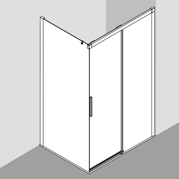 Kermi Nica Gleittür 2-teilig bodenfrei 140 cm mit Festfeld rechts zur Kombination mit Seitenwand, Höhe 185 cm