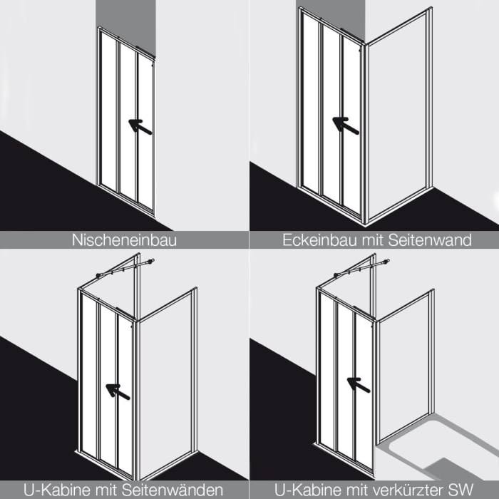 Kermi Nova 2000 Gleittür 3-teilig mit Festfeld 90 x 175 cm