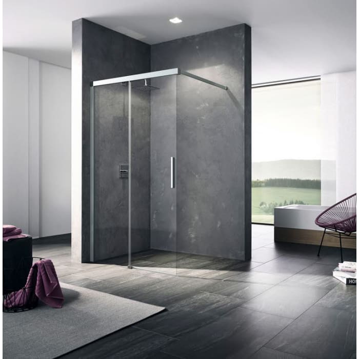 Kermi Nica Walk-In Wall Gleittür mit Festfeld 140 x 200 cm, Anschlag rechts