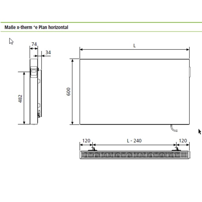 Kermi E-Panel Flachheizkörper horizontal 60 x 80 x 7,4 cm, ohne Stecker