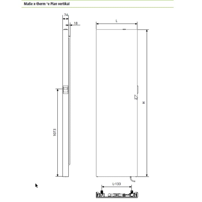 Kermi E-Panel Flachheizkörper vertikal 180 x 40 x 7,4 cm, ohne Stecker
