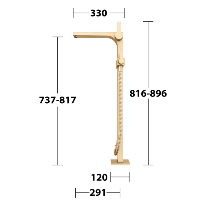 Keuco EDITION 11 Einhebel-Wannenmischer, freistehend, mit Brauseschlauch und Stabhandbrause