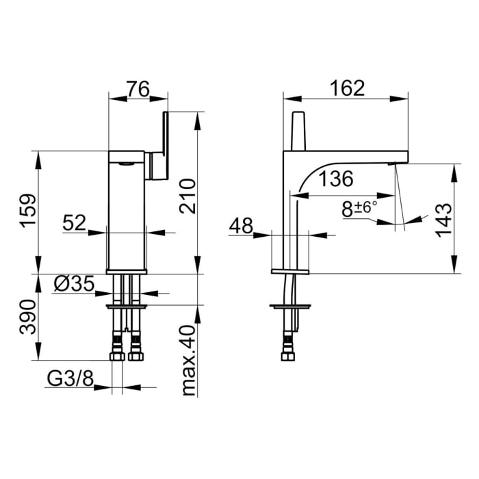 Keuco EDITION 11 Einhebel-Waschtischmischer 150, ohne Ablaufgarnitur