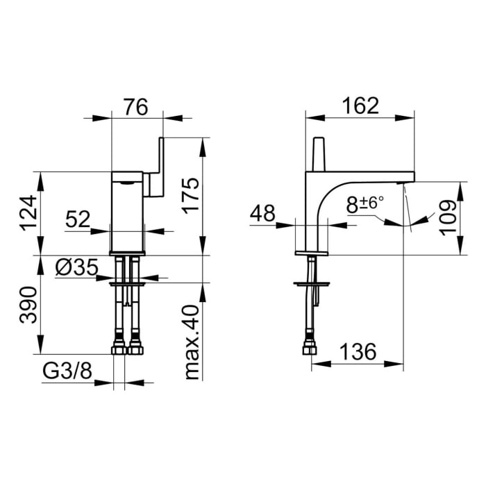Keuco EDITION 11 Einhebel-Waschtischmischer 110, ohne Ablaufgarnitur
