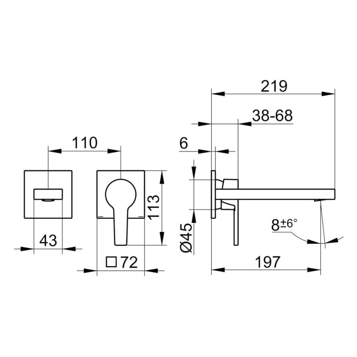 Keuco EDITION 11 Einhebel-Waschtischmischer Unterputz, 2-Loch, Ausladung 19,7 cm