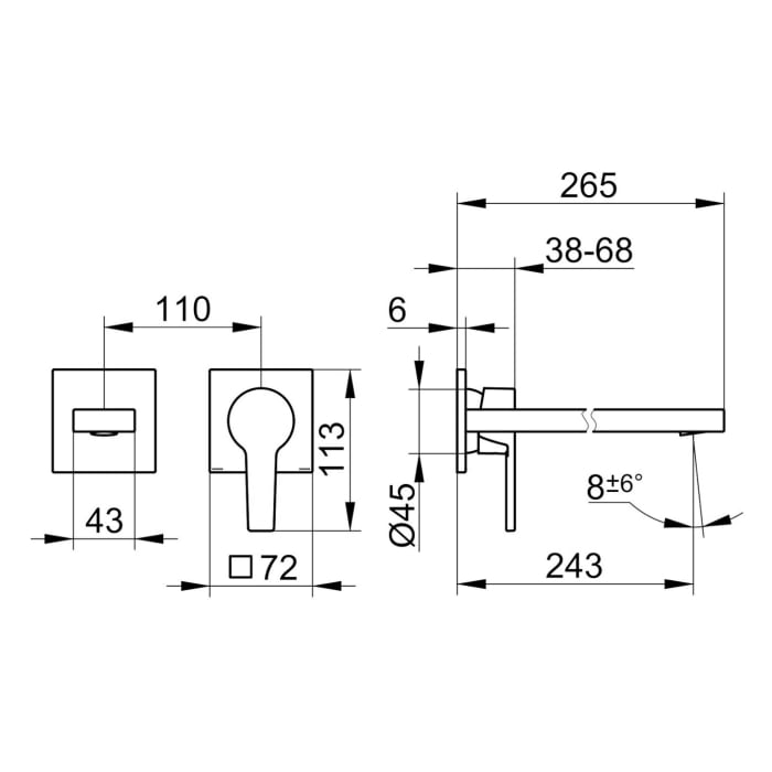 Keuco EDITION 11 Einhebel-Waschtischmischer Unterputz, 2-Loch, Ausladung 24,3 cm